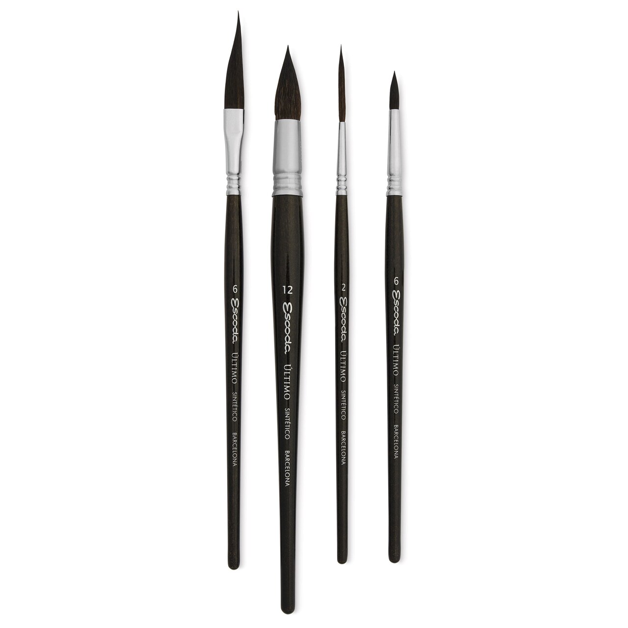 Escoda Último Synthetic Squirrel Brushes - Series 8911 Assorted, Set of 4, Short Handle